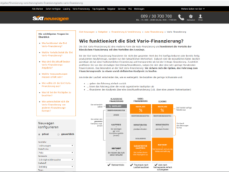 Screenshot zum Sixt-Angebot "Sixt Vario Finanzierung" vom 06.04.2020