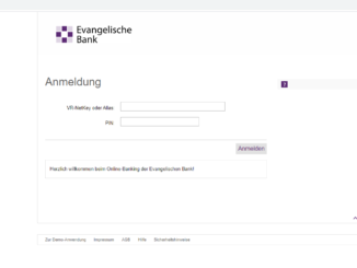 Sicheres Evangelische Bank Login: Screenshot der Webseite https://www.eb.de/banking-private/entry