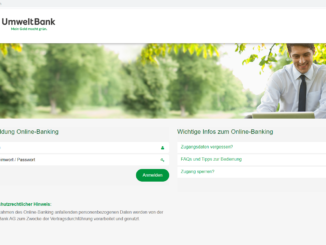 Sicheres UmweltBank Login: Screenshot der Webseite https://banking.umweltbank.de/login